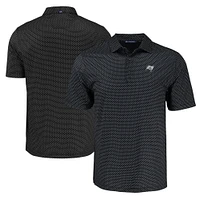 Men's Cutter & Buck Black Tampa Bay Buccaneers Pike Eco Shadow Check Print Recycled Polo