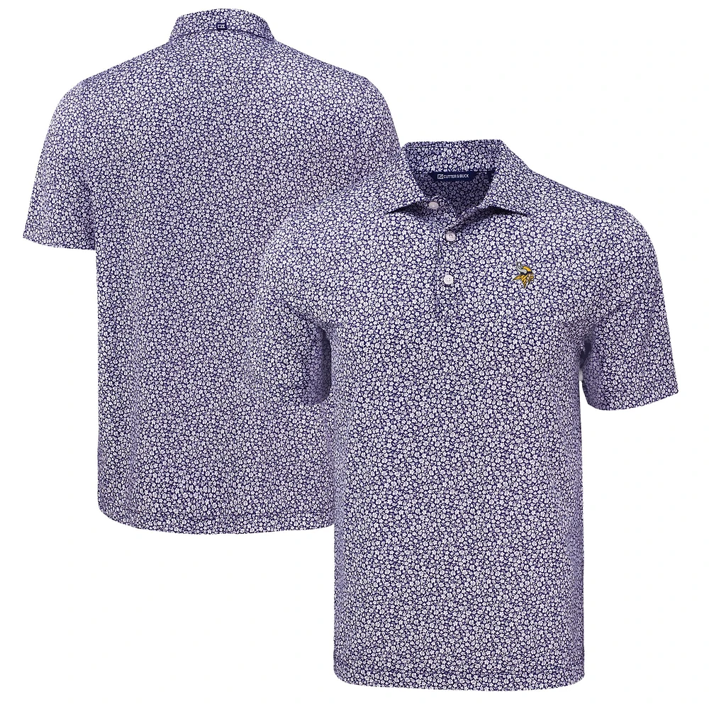 Men's Cutter & Buck Minnesota Vikings Pike Eco Flora Print Polo