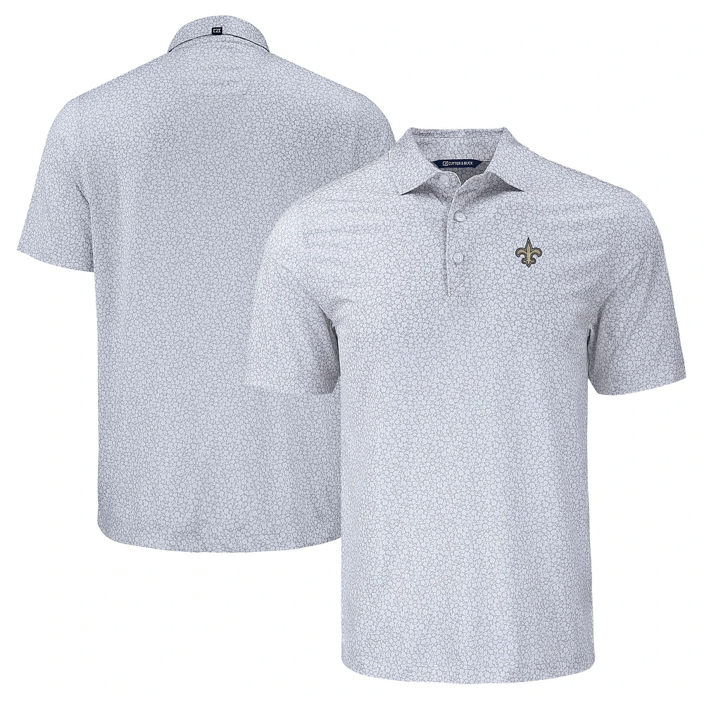 Men's Cutter & Buck Gray New Orleans Saints Pike Eco Flora Print Polo