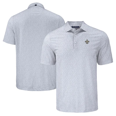 Men's Cutter & Buck Gray New Orleans Saints Pike Eco Flora Print Polo