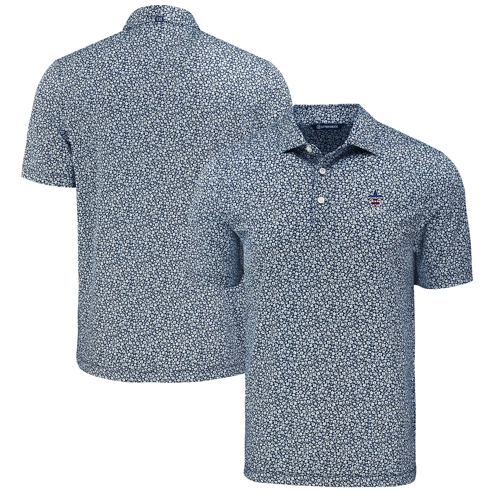 Men's Cutter & Buck Navy New Orleans Saints Pike Eco Flora Print Polo