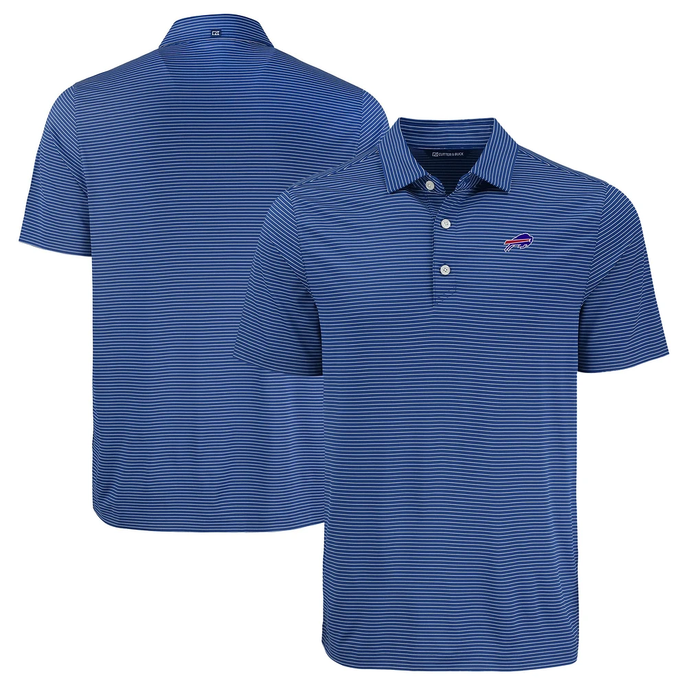 Men's Cutter & Buck Royal Buffalo Bills Forge Eco Fine Line Stripe Polo