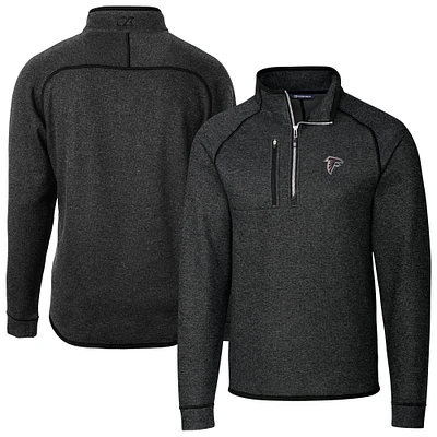 Men's Cutter & Buck Heather Charcoal Atlanta Falcons Big Tall Mainsail Sweater-Knit Raglan Half-Zip Jacket