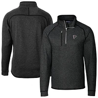 Men's Cutter & Buck Heather Charcoal Atlanta Falcons Big Tall Mainsail Sweater-Knit Raglan Half-Zip Jacket