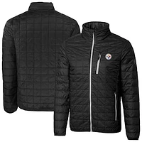 Men's Cutter & Buck Black Pittsburgh Steelers Big Tall Rainier PrimaLoft Eco Insulated Full-Zip Puffer Jacket