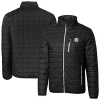 Men's Cutter & Buck Black Pittsburgh Steelers Big Tall Rainier PrimaLoft Eco Insulated Full-Zip Puffer Jacket