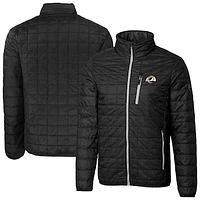 Men's Cutter & Buck Black Los Angeles Rams Big Tall Rainier PrimaLoft Eco Insulated Full-Zip Puffer Jacket