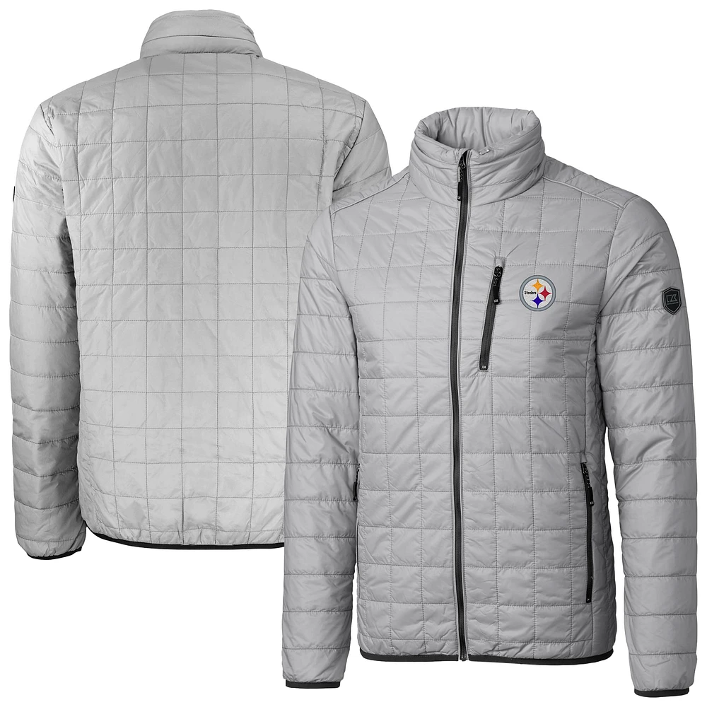 Men's Cutter & Buck Gray Pittsburgh Steelers Big Tall Rainier Eco Insulated PrimaLoft Full-Zip Puffer Jacket