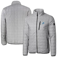 Men's Cutter & Buck Gray Detroit Lions Big Tall Rainier PrimaLoft Eco Insulated Full-Zip Puffer Jacket