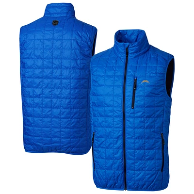 Men's Cutter & Buck Royal Los Angeles Chargers Big Tall Rainier PrimaLoft® Eco Insulated Full-Zip Puffer Vest