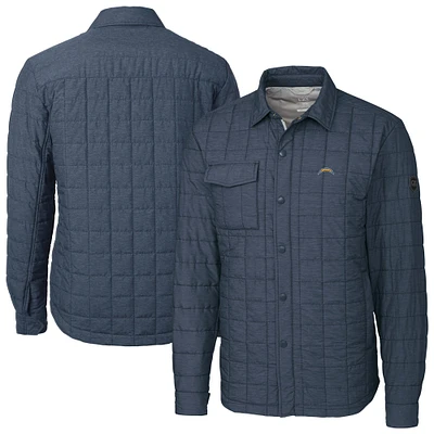 Men's Cutter & Buck Navy Los Angeles Chargers Big Tall Rainier PrimaLoft Eco Insulated Quilted Full-Zip Shacket
