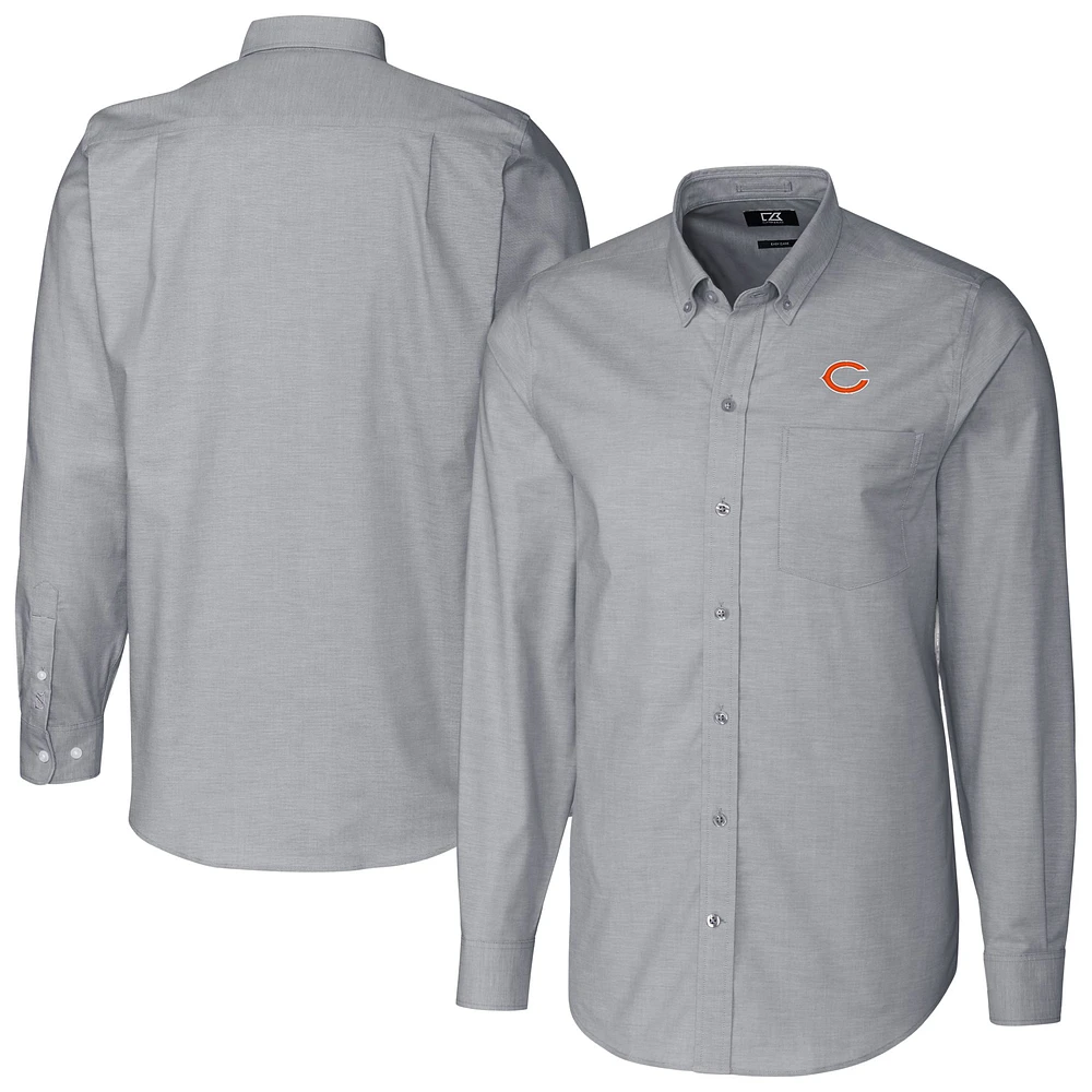 Men's Cutter & Buck Charcoal Chicago Bears Stretch Oxford Big Tall Long Sleeve Dress Shirt