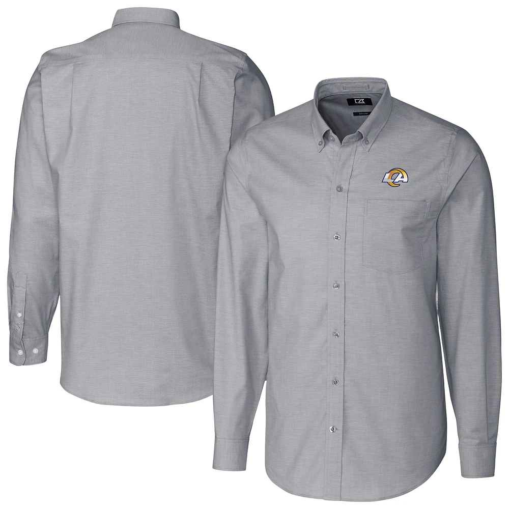 Men's Cutter & Buck Charcoal Los Angeles Rams Stretch Oxford Big Tall Long Sleeve Dress Shirt