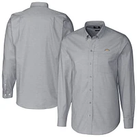 Men's Cutter & Buck Charcoal Los Angeles Chargers Stretch Oxford Big Tall Long Sleeve Dress Shirt