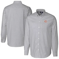 Men's Cutter & Buck Charcoal Chicago Bears Big Tall Stretch Oxford Stripe Long Sleeve Dress Shirt