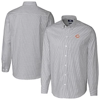 Men's Cutter & Buck Charcoal Chicago Bears Big Tall Stretch Oxford Stripe Long Sleeve Dress Shirt