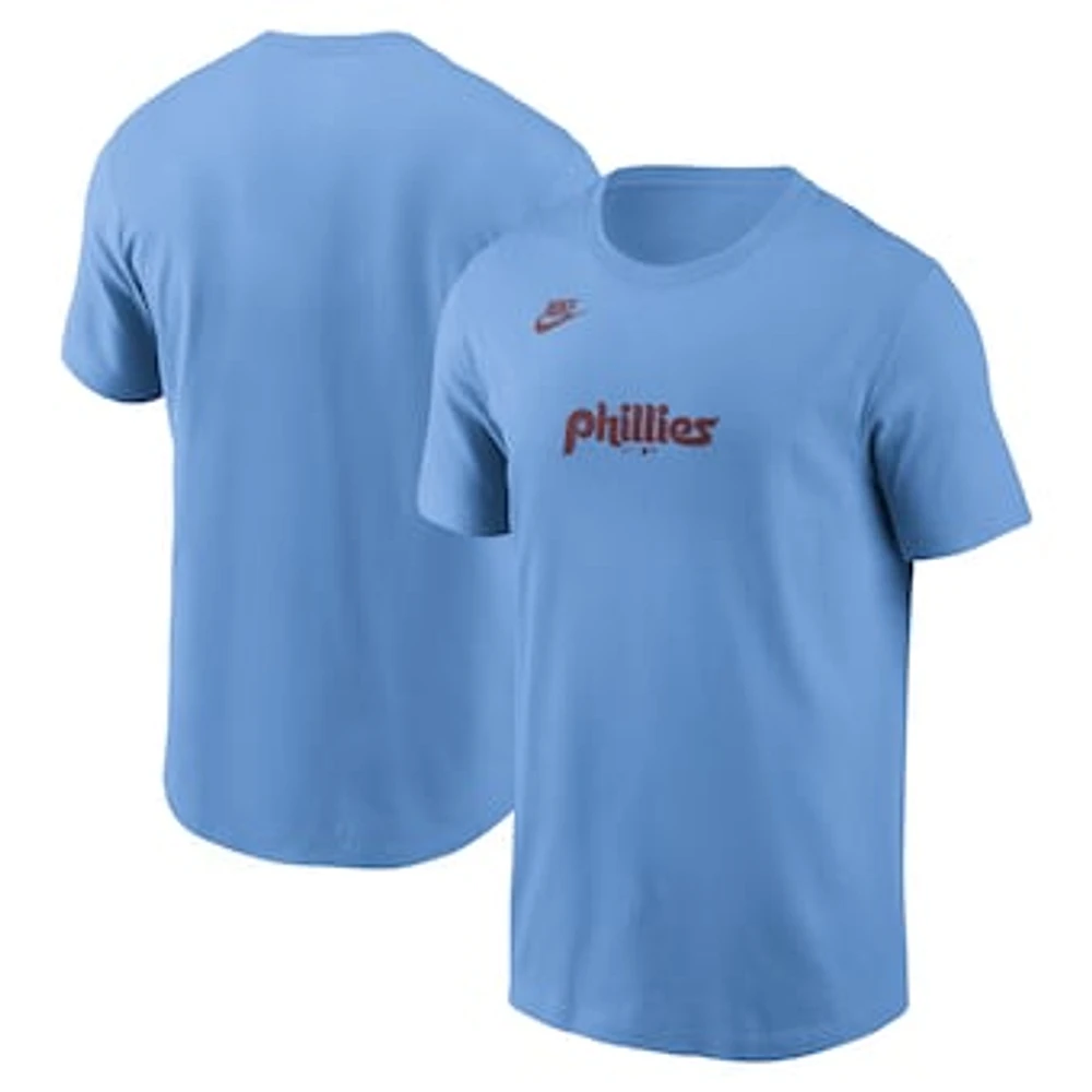 Men's Nike Light Blue Philadelphia Phillies Cooperstown Collection Wordmark T-Shirt