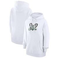Women's G-III 4Her by Carl Banks White Boston Celtics Leopard Heart Graphic Fleece Pullover Hoodie