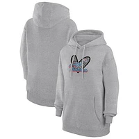Women's G-III 4Her by Carl Banks Heather Gray Oklahoma City Thunder Leopard Heart Graphic Fleece Pullover Hoodie