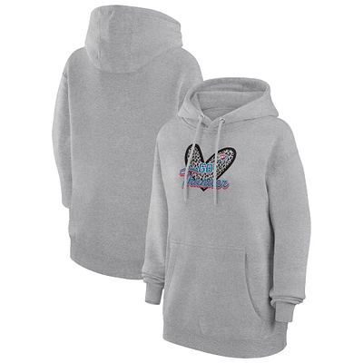 Women's G-III 4Her by Carl Banks Heather Gray Oklahoma City Thunder Leopard Heart Graphic Fleece Pullover Hoodie