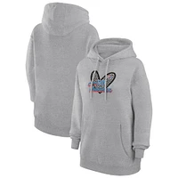 Women's G-III 4Her by Carl Banks Heather Gray Oklahoma City Thunder Leopard Heart Graphic Fleece Pullover Hoodie