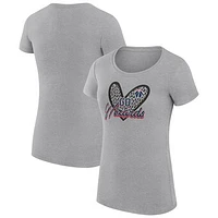 Women's G-III 4Her by Carl Banks  Heather Gray Washington Wizards Leopard Heart Fitted T-Shirt