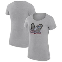Women's G-III 4Her by Carl Banks  Heather Gray Washington Wizards Leopard Heart Fitted T-Shirt
