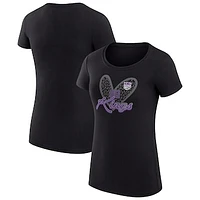Women's G-III 4Her by Carl Banks  Black Sacramento Kings Leopard Heart Fitted T-Shirt