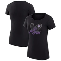 Women's G-III 4Her by Carl Banks  Black Sacramento Kings Leopard Heart Fitted T-Shirt