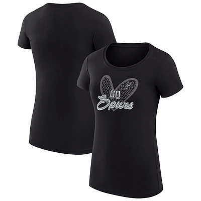 Women's G-III 4Her by Carl Banks San Antonio Spurs Leopard Heart Fitted T-Shirt