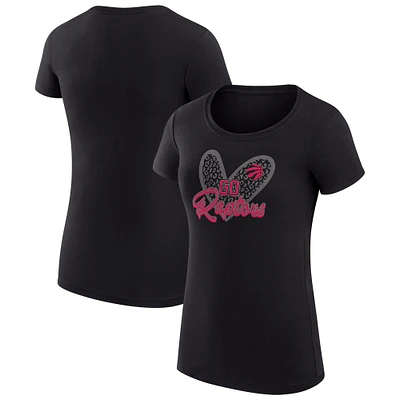 Women's G-III 4Her by Carl Banks Toronto Raptors Leopard Heart Fitted T-Shirt