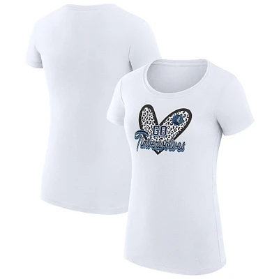 Women's G-III 4Her by Carl Banks  White Minnesota Timberwolves Leopard Heart Fitted T-Shirt