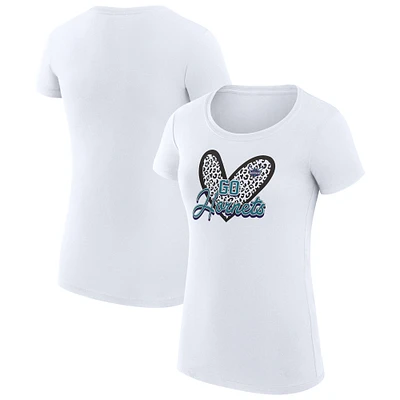 Women's G-III 4Her by Carl Banks Charlotte Hornets Leopard Heart Fitted T-Shirt