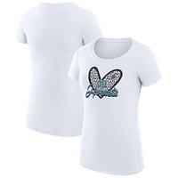 Women's G-III 4Her by Carl Banks Charlotte Hornets Leopard Heart Fitted T-Shirt