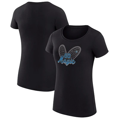 Women's G-III 4Her by Carl Banks Orlando Magic Leopard Heart Fitted T-Shirt