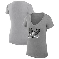 Women's G-III 4Her by Carl Banks  Heather Gray San Antonio Spurs Leopard Heart Fitted V-Neck T-Shirt