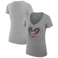 Women's G-III 4Her by Carl Banks  Heather Gray Toronto Raptors Leopard Heart Fitted V-Neck T-Shirt