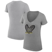 Women's G-III 4Her by Carl Banks  Heather Gray Utah Jazz Leopard Heart Fitted V-Neck T-Shirt