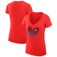 Women's G-III 4Her by Carl Banks Detroit Pistons Leopard Heart Fitted V-Neck T-Shirt