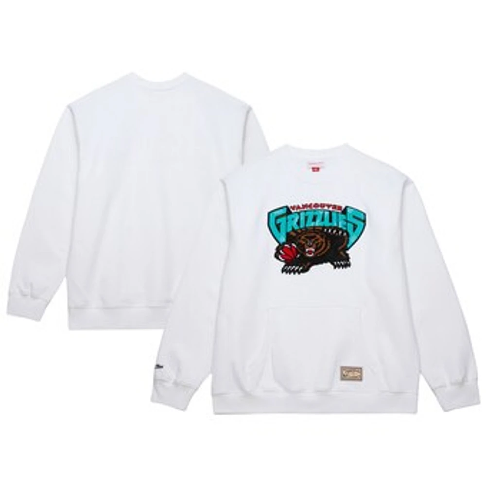 Men's Mitchell & Ness White Memphis Grizzlies Nights Pullover Sweatshirt