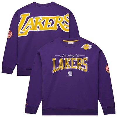 Men's Mitchell & Ness Purple Los Angeles Lakers Hardwood Classics There Back 2.0 Vintage Pullover Sweatshirt