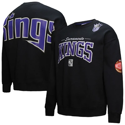 Men's Mitchell & Ness Black Sacramento Kings Hardwood Classics There Back 2.0 Vintage Pullover Sweatshirt