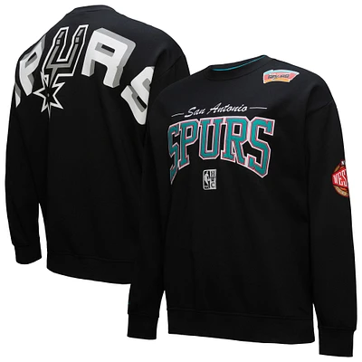 Men's Mitchell & Ness Black San Antonio Spurs Hardwood Classics There Back 2.0 Vintage Pullover Sweatshirt