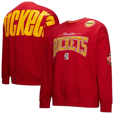 Men's Mitchell & Ness Red Houston Rockets Hardwood Classics There Back 2.0 Vintage Pullover Sweatshirt