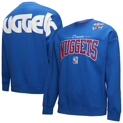 Men's Mitchell & Ness Royal Denver Nuggets Hardwood Classics There Back 2.0 Vintage Pullover Sweatshirt