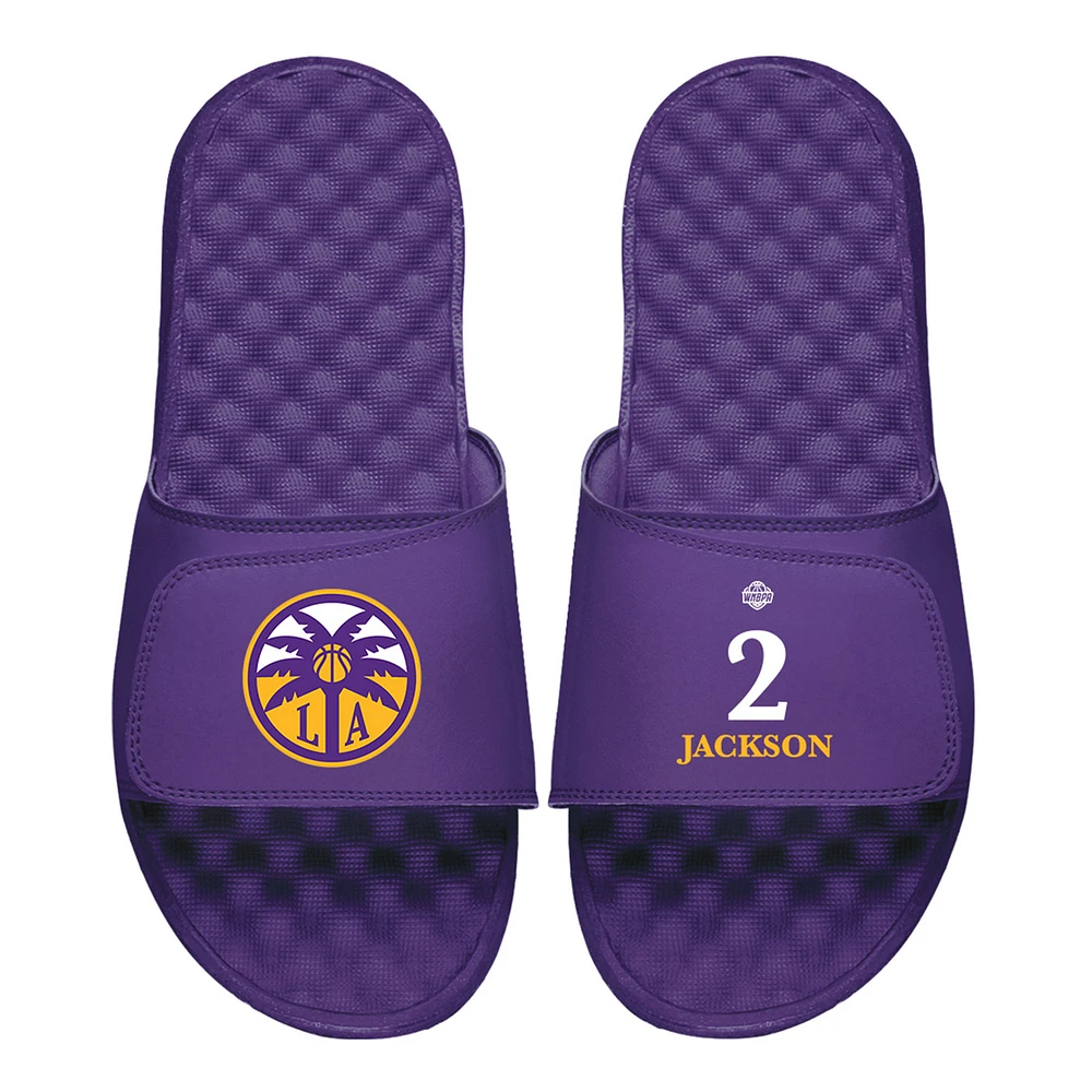 Youth ISlide Rickea Jackson Purple Los Angeles Sparks Logo Split Slide Sandals
