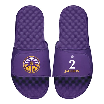 Youth ISlide Rickea Jackson Purple Los Angeles Sparks Logo Split Slide Sandals