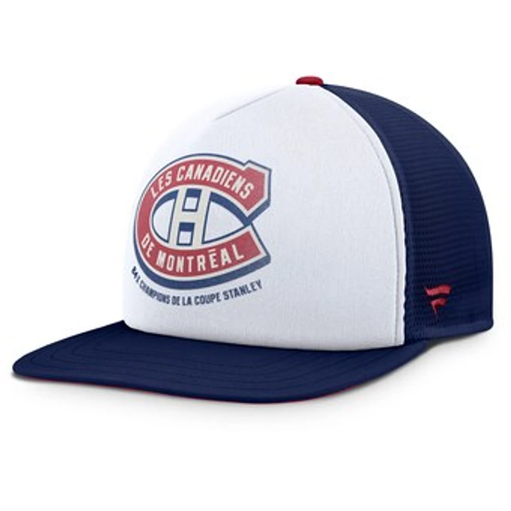 Men's Fanatics White/Navy Montreal Canadiens Decades Collection Foam Front Snapback Hat