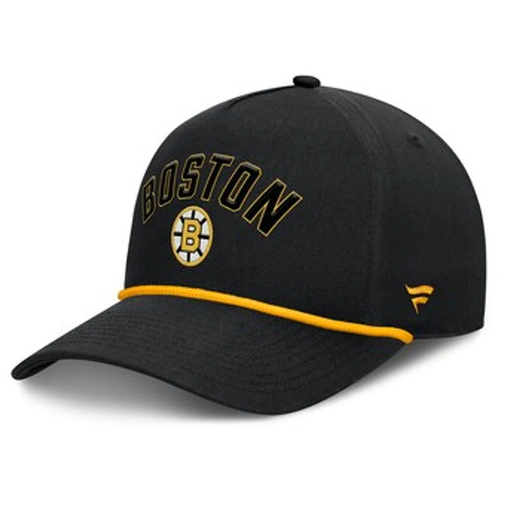 Men's Fanatics Black Boston Bruins Decades Collection A-Frame Rope Adjustable Hat