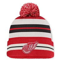 Men's Fanatics Red/Cream Detroit Red Wings Decades Collection Cuffed Knit Hat with Pom